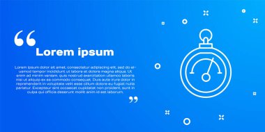 Beyaz çizgi Barometre simgesi mavi arkaplanda izole edildi. Vektör.