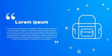 Beyaz çizgi spor çantası simgesi mavi arkaplanda izole edildi. Vektör.