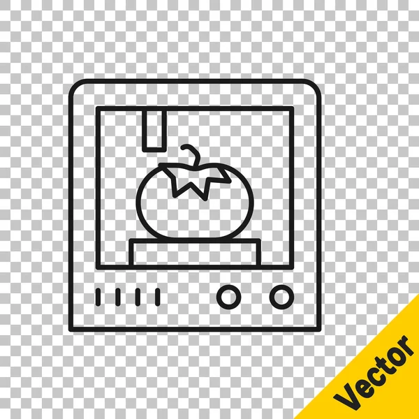 Icono Tecnología Impresión Línea Negra Aislado Sobre Fondo Transparente Vector — Vector de stock