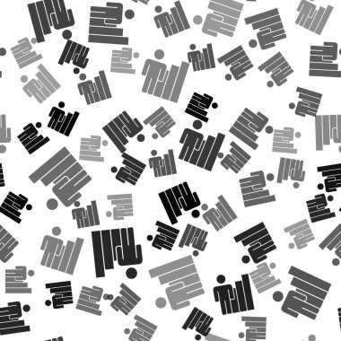 Siyah Üretken insan ikonu beyaz arka planda kusursuz desen izole etti. Fikir çalışması, başarı, üretkenlik, vizyon ve verimlilik kavramı. Vektör.