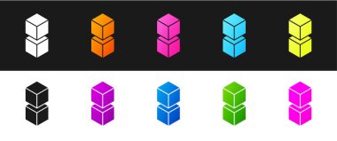 Siyah beyaz arkaplanda Blockchain teknolojisi simgesini ayır. Kripto para birimi verileri. Soyut geometrik blok zincir ağ teknolojisi işi. Vektör.