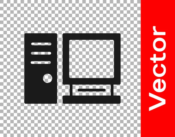 Schwarzes Computerbildschirm Symbol Isoliert Auf Transparentem Hintergrund Komponenten Zeichen Vektorillustration — Stockvektor