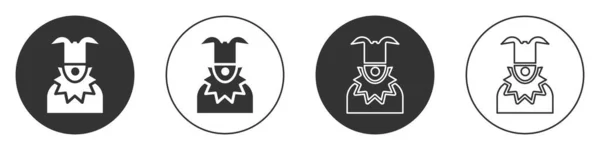 Ікона Голови Чорного Джокера Ізольована Білому Тлі Підпис Джестера Кнопка — стоковий вектор