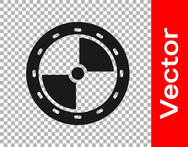 黑色圆形木制盾牌图标隔离在透明的背景上 警卫概念 — 图库矢量图片