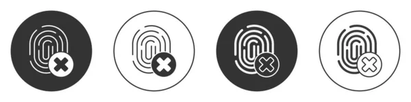 Schwarzes Fingerabdrucksymbol Isoliert Auf Weißem Hintergrund Zugang Für Benutzerkonzept Verweigert — Stockvektor