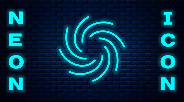 Glowing Neon Tornado Icon Isolated Brick Wall Background Cyclone Whirlwind — Vector de stock