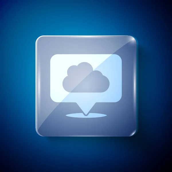 Icono Nube Ubicación Blanca Aislado Sobre Fondo Azul Paneles Cuadrados — Archivo Imágenes Vectoriales