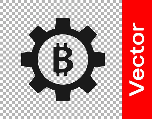 Черный Криптовалюта Монеты Bitcoin Значок Изолирован Прозрачном Фоне Настройка Передачи — стоковый вектор