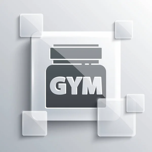 Grey Sports Voeding Bodybuilding Proteïne Power Drink Voedsel Pictogram Geïsoleerd — Stockvector