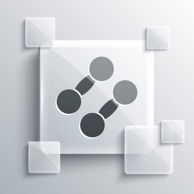 Grey Dumbbell simgesi gri arkaplanda izole edildi. Kas kaldırma ikonu, fitness halteri, spor aletleri, egzersiz yaban domuzu. Kare cam paneller. Vektör.