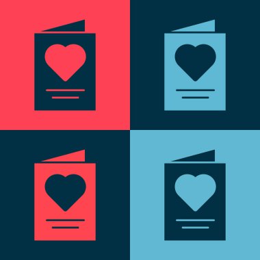 Pop Art Tebrik Kartı simgesi renk arkaplanında izole edildi. Kutlama için davetiye ya da tebrik kartı şablonu. Vektör.