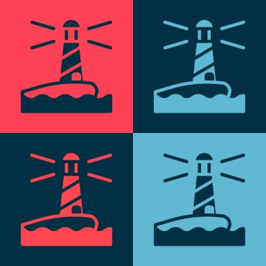 Pop Art Lighthouse simgesi renk arkaplanında izole edildi. Vektör.