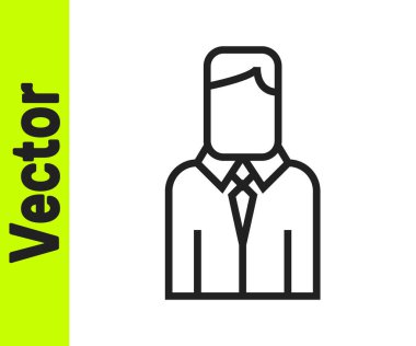 Siyah çizgi İşçi simgesi beyaz arkaplanda izole edildi. İş simgesi kullanıcı profili simgesi simgesi. Erkek kullanıcı işareti. Vektör.