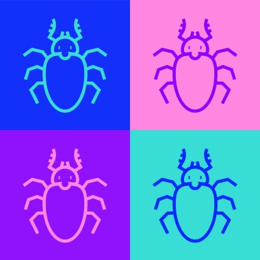 Pop sanat çizgisi Böcek geyiği ikonu renk arkaplanda izole edilmiş. Boynuzlu böcek. Büyük böcek. Vektör.