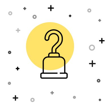 Siyah çizgi korsan kancası simgesi beyaz arkaplanda izole edildi. Rastgele dinamik şekiller. Vektör.