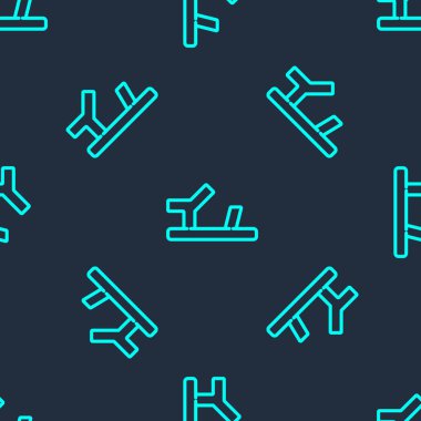 Yeşil çizgi bebek ayakkabısı ikonu mavi arka planda izole edilmiş pürüzsüz desen. Sandalet işareti. Vektör.