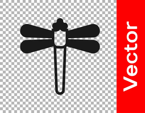 Ícone Dragonfly Preto Isolado Fundo Transparente Vetor — Vetor de Stock