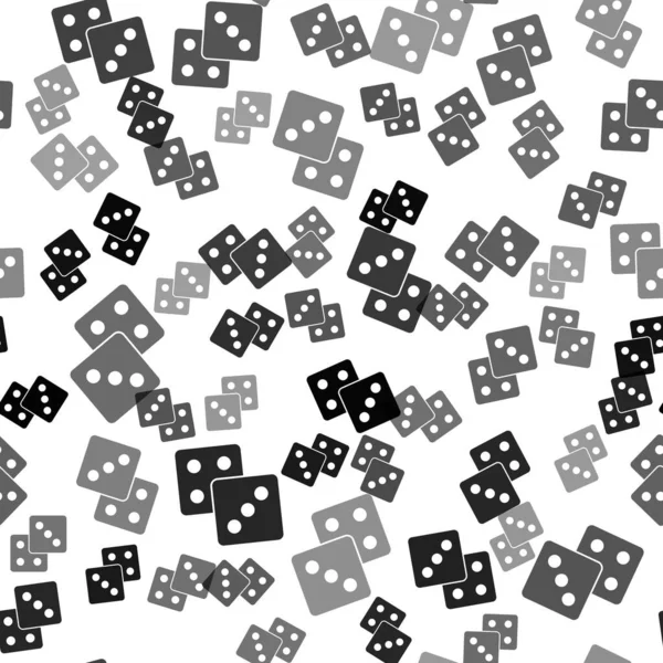 Kara Oyun Zar Simgesi Beyaz Arkaplanda Izole Edilmiş Pürüzsüz Desen — Stok Vektör