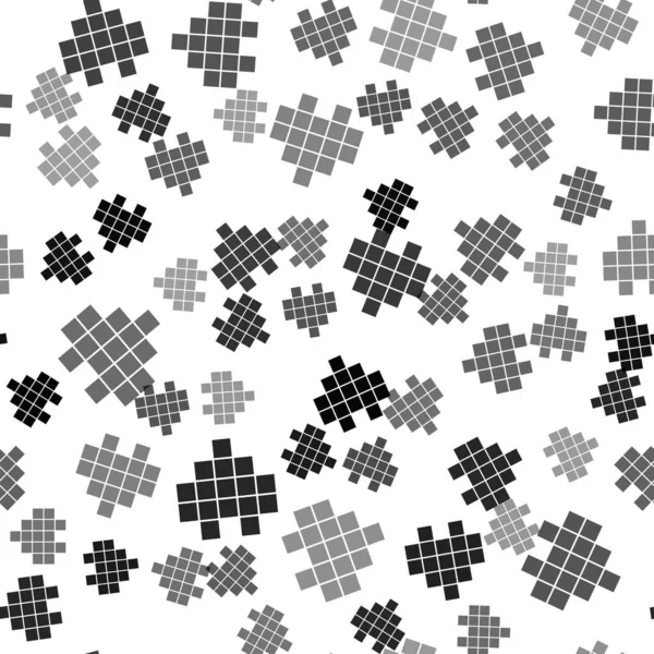 Schwarze Pixel Herzen Für Das Spielsymbol Isolierten Nahtlose Muster Auf — Stockvektor