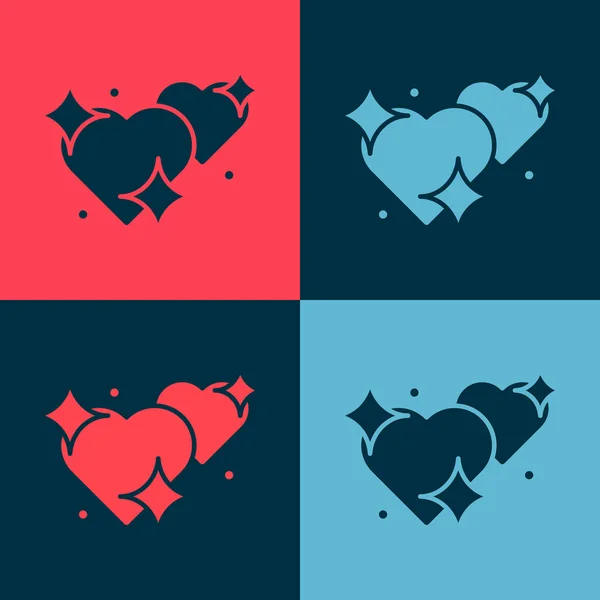 Pop Art Dos Corazones Vinculados Icono Aislado Fondo Color Símbolo — Vector de stock