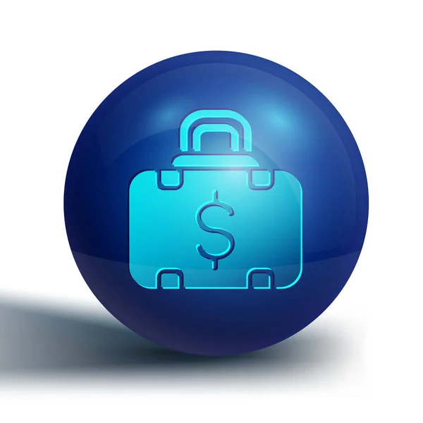 Blaue Aktentasche Und Geldsymbol Isoliert Auf Weißem Hintergrund Business Case — Stockvektor
