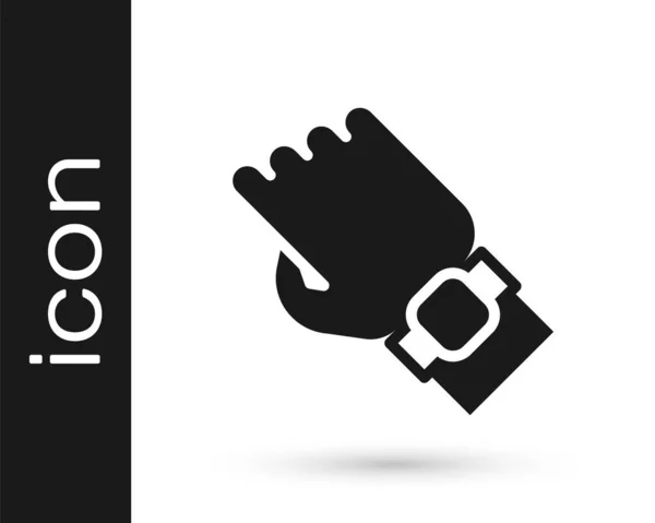 Black Smart Watch Hand Icon Isolated White Background Fitness App — Stockvector