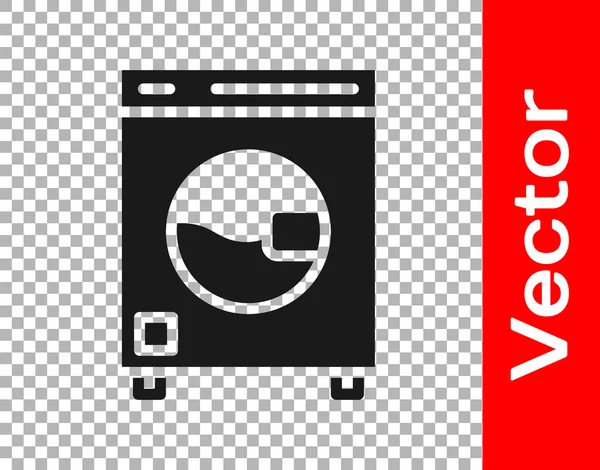 Black Washer Icon Isolated Transparent Background Washing Machine Icon Clothes — Stock Vector