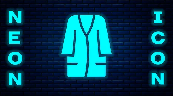 Glowing Neon Bathrobe Icon Isolated Brick Wall Background Vector — Stock Vector