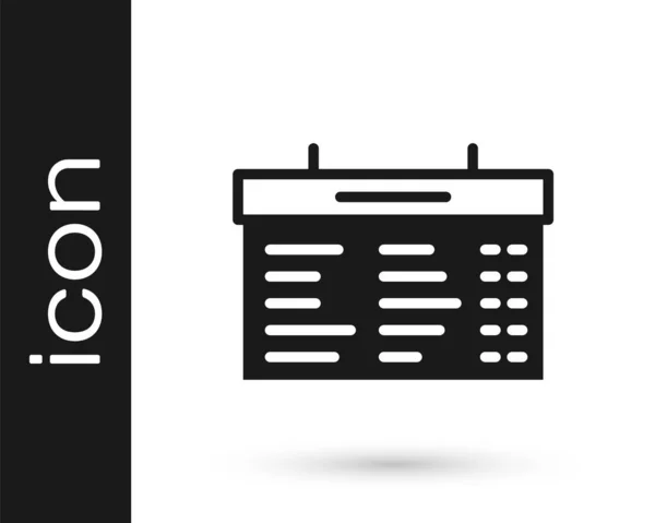 Schwarzes Bahnhofsschild Symbol Isoliert Auf Weißem Hintergrund Mechanische Anzeigetafel Fluchtinfos — Stockvektor