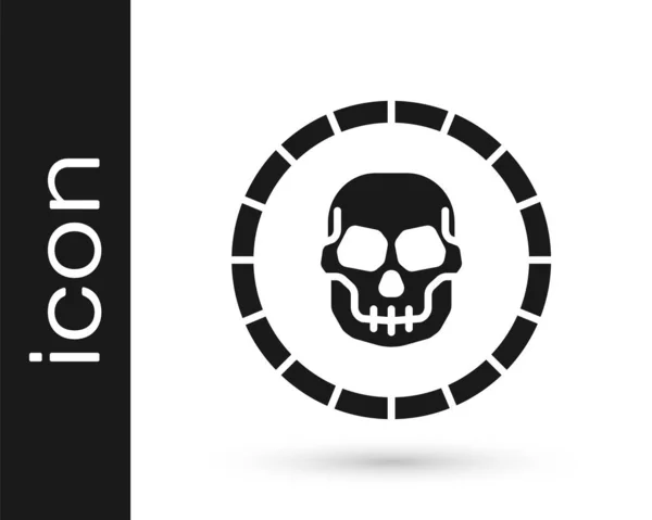 Icono Moneda Pirata Negro Aislado Sobre Fondo Blanco Vector — Vector de stock