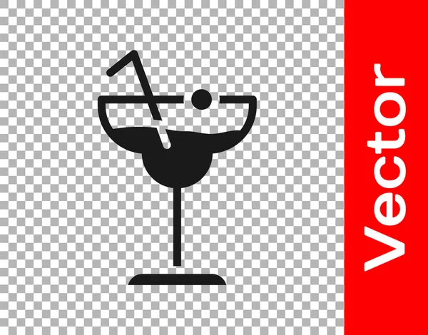 Черный Коктейль Алкогольный Напиток Значок Изолированы Прозрачном Фоне Вектор — стоковый вектор