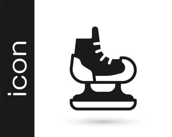 Icono Black Skates Aislado Sobre Fondo Blanco Icono Zapatos Patín — Vector de stock