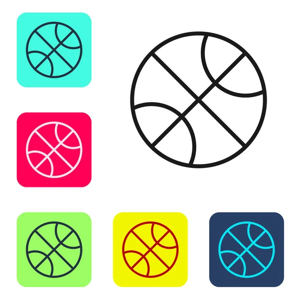 Черная Линия Баскетбольный Мяч Значок Изолирован Белом Фоне Спортивный Символ — стоковый вектор