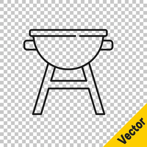 Icono Parrilla Black Line Barbecue Aislado Sobre Fondo Transparente Fiesta — Vector de stock