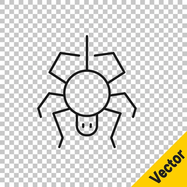 Icono Araña Línea Negra Aislado Sobre Fondo Transparente Feliz Fiesta — Vector de stock