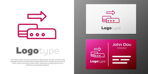 Logotype Line Terminal Pos Con Icono Tarjeta Crédito Insertado Aislado — Vector de stock