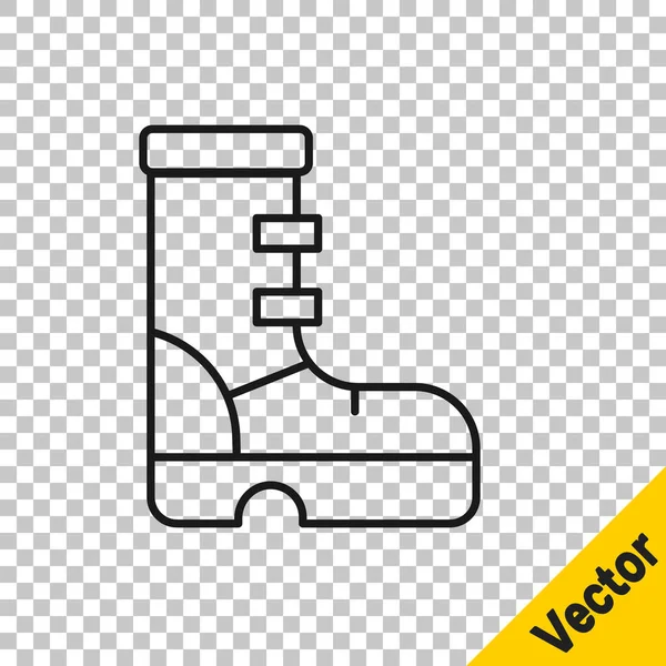 Schwarze Linie Wasserdichte Gummistiefel Symbol Isoliert Auf Transparentem Hintergrund Gummistiefel — Stockvektor