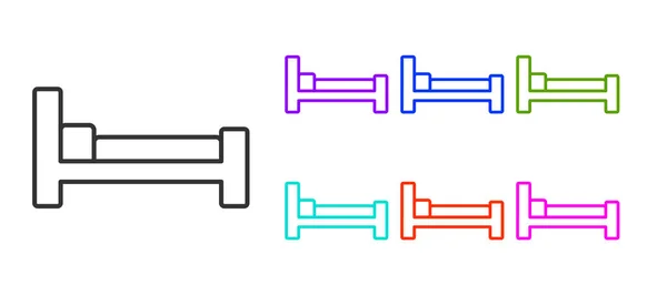 Siyah Çizgi Yatak Simgesi Beyaz Arkaplanda Izole Edildi Simgeleri Renklendirin — Stok Vektör