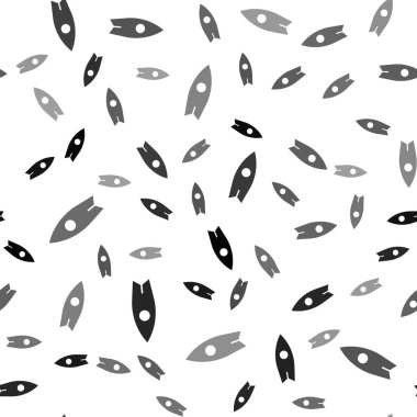 Siyah sörf tahtası simgesi beyaz arkaplanda izole edilmiş kusursuz desen. Sörf tahtası. Olağanüstü bir spor. Spor malzemeleri. Vektör İllüstrasyonu.