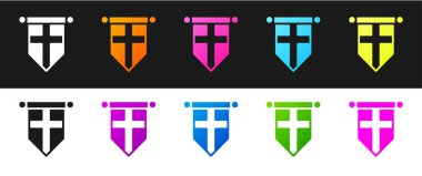 İngiltere bayrağını siyah beyaz arka planda izole edilmiş bir simgeye koyun. Vektör.