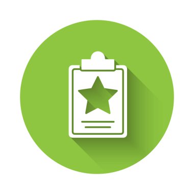 Beyaz Amerika 'nın Bağımsızlık Günü simgesi uzun gölgelerle izole edildi. 4 Temmuz. Amerika Birleşik Devletleri ülkesi. Yeşil daire düğmesi. Vektör.