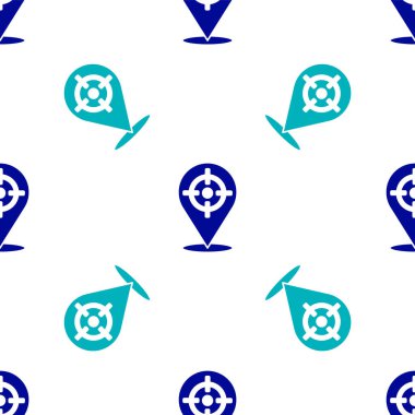 Mavi Hedef spor ikonu beyaz arka planda izole edilmiş kusursuz desen. Atış mesafesi ya da atış mesafesi için sayıları olan temiz bir hedef. Vektör.