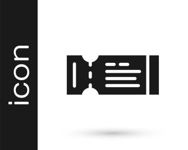 Siyah Havayolları bilet ikonu beyaz arka planda izole edildi. Uçak bileti. Vektör.