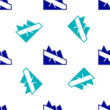 Mavi dağ ikonu, beyaz arka planda izole edilmiş, pürüzsüz desen. Zaferin ya da başarının sembolü. Vektör.