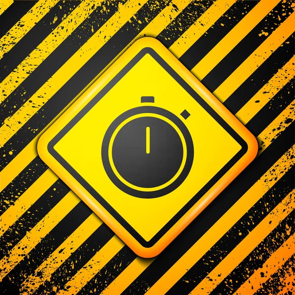 Icono Cronómetro Negro Aislado Sobre Fondo Amarillo Signo Del Temporizador — Vector de stock