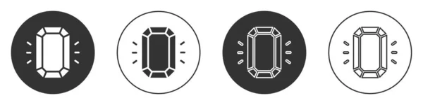 Svart Diamond Ikon Isolerad Vit Bakgrund Smyckessymbol Gem Sten Cirkelknappen — Stock vektor