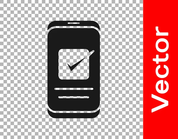 Smartphone Noir Icône Téléphone Portable Isolé Sur Fond Transparent Vecteur — Image vectorielle