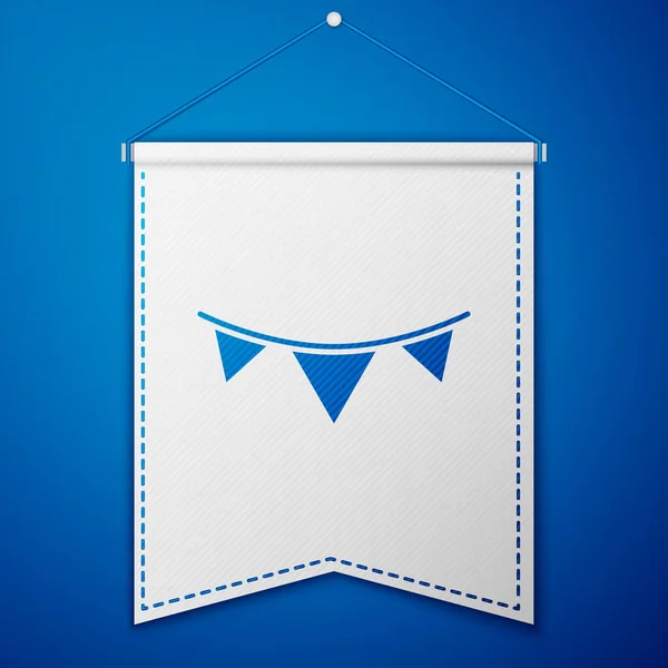 Blauwe Carnaval Slinger Met Vlaggen Pictogram Geïsoleerd Blauwe Achtergrond Feestpotten — Stockvector