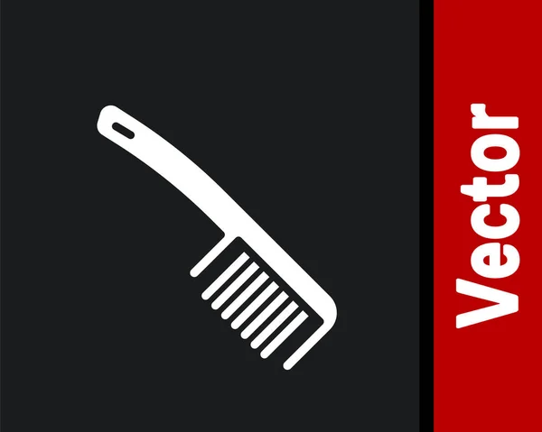 Weißes Haarbürstensymbol Isoliert Auf Schwarzem Hintergrund Haarschild Kämmen Friseur Symbol — Stockvektor