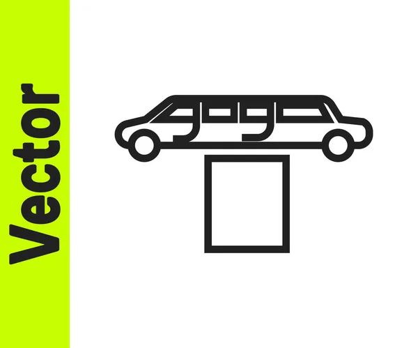 Черная Линия Роскошный Лимузин Автомобиль Ковер Значок Изолированы Белом Фоне — стоковый вектор